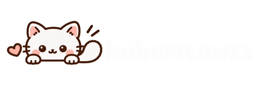 Logo kucing bubumeowzz white text